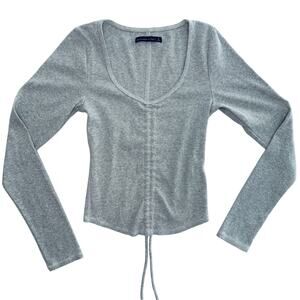 Abercrombie & Fitch Rib Knit Long Sleeve Top Small Grey